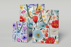 Watercolor colorful floral digital papers PNG Product Image 2