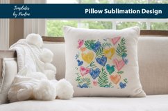 Colorful watercolor hearts and leaves Pillow Cover printable background