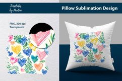 Colorful watercolor hearts and leaves Pillow Cover printable background