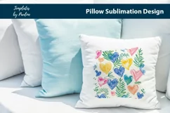 Colorful watercolor hearts and leaves Pillow Cover printable background
