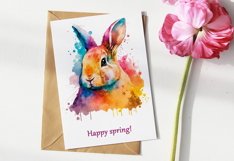 Bunny Sublimation Design PNG - Watercolor Animal Print Product Image 3