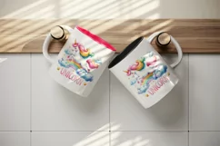 Colorful watercolor unicorn golden horn fluffy cloud Unicorn quote print 20 oz tumbler skinny mug wrap clipart t-shirt sublimation printable design