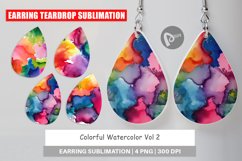 Earring Teardrop Colorful Watercolor Product Image 1