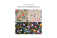 4 Colorful Wildflowers Seamless Pattern Background Product Image 2