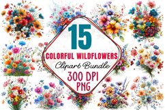 Watercolor Clipart, Clipart, Instant Download, Sublimation Design, Illustrations, Sublimation, Digital Download, Sublimation Designs, Clip Art, Sublimation PNG,    Colorful Wildflowers Sublimation Clipart, floral mouse pad template, flower mousepad wrap, 