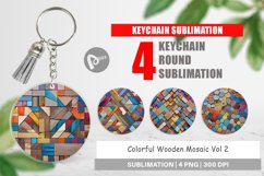 Keychain Colorful Wood Mosaic Product Image 1