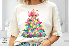 Colorful Coquette Pink Christmas Tree Merry and Bright Png Product Image 2