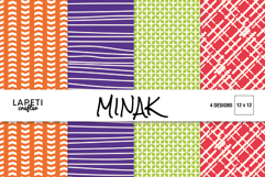 Four colorful geometric digital papers for year-round scrapbook layouts and memory albums