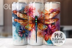 Sublimation Dragonfly 20oz Tumbler Wrap PNG Product Image 1