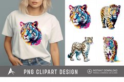 Watercolor Colorful Snow Leopard Clipart Product Image 1