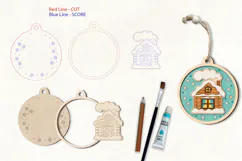 Winter House Christmas Ornament Laser Scoring Engraving Product Image 2