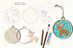Reindeer Christmas Ornament Laser Glowforge Coloring Kit Product Image 2