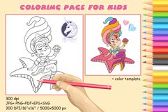 Cute Mermaid with cupcake page for kids Product Image 1