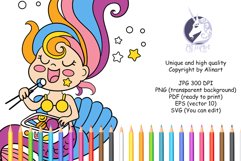 Kawaii Mermaid eats sushi coloring page for kids Product Image 3