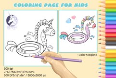 Cute Unicorn inflatable circle coloring page for kids Product Image 1