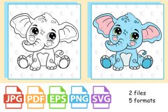 Cute elephant coloring page for kids Product Image 3