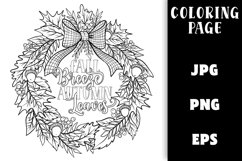 Coloring Page Fall Wreath - Fall Breeze Autumn Leaves Product Image 1