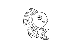 Coloring book animal fish character line art illustration Product Image 1