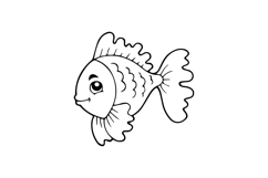 Coloring book animal fish character line art illustration ve Product Image 1