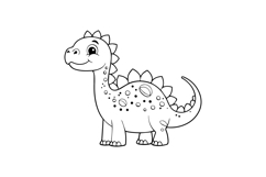 Coloring book cute dinosaur character outline illustration Product Image 1