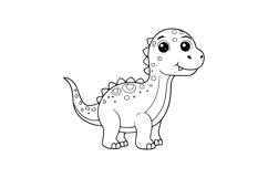 Coloring book cute dinosaur character outline illustration Product Image 1