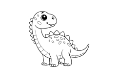 Coloring book cute dinosaur character outline illustration Product Image 1