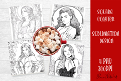 Summer girls Coaster Design |Coloring pages Product Image 1