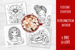 Summer girls Coaster Design |Coloring pages Product Image 1
