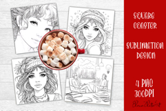 Summer girls Coaster Design |Coloring pages Product Image 1
