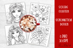 Summer girls Coaster Design |Coloring pages Product Image 1