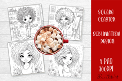 Summer girls Coaster Design |Coloring pages Product Image 1