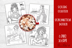 Summer girls Coaster Design |Coloring pages Product Image 1
