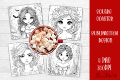 Summer girls Coaster Design |Coloring pages Product Image 1