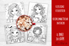 Summer girls Coaster Design |Coloring pages Product Image 1