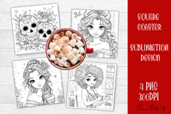 Summer girls Coaster Design |Coloring pages Product Image 1