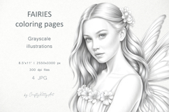 Fairies coloring pages for adults, Butterfly fairy girls Product Image 1