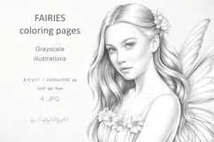 Fairies coloring pages for adults, Butterfly fairy girls Product Image 1