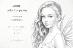 Fairies coloring pages for adults, Butterfly fairy girls Product Image 1