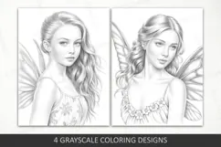 Fairies coloring pages for adults, Butterfly fairy girls Product Image 3