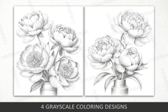 Peonies coloring pages for adults, Spring garden floral page Product Image 2