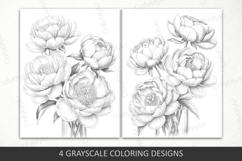 Peonies coloring pages for adults, Spring garden floral page Product Image 3