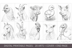 Farm life coloring book, Animals coloring pages for adults Product Image 2