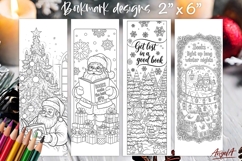 Christmas coloring pages bookmark bundle, Winter printable Product Image 5