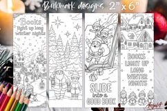 Christmas coloring pages printable bookmark, Santa and elves Product Image 1