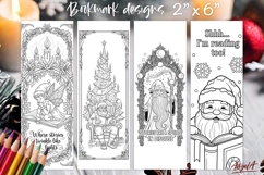 Christmas coloring pages printable fantasy bookmark, Santa Product Image 1