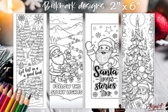 Santa Coloring pages printable bookmark for kids, book quote Product Image 1