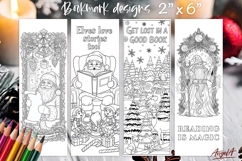 Santa Coloring pages printable bookmark for kids, book quote Product Image 1