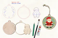 Santa Christmas Ornament Laser Scoring Engraving Glowforge Product Image 2