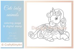 Magical Unicorn Baby Unicorn, Cute Baby Animal Digital Stamp Product Image 1