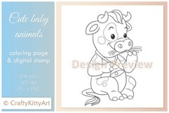 Milk Cow, Baby Cow, Farm Cow, Cute Baby Animal Digital Stamp Product Image 1